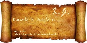 Kuszák Jolán névjegykártya